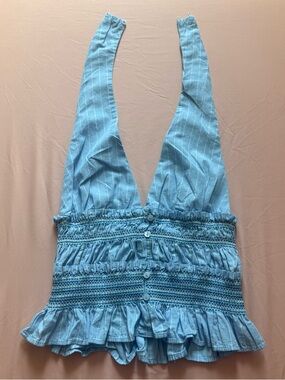 Zara Striped Poplin Halter Top